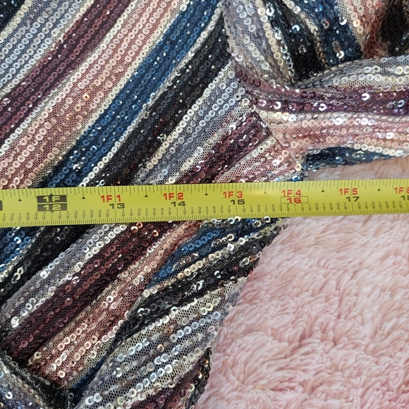 Sweet Lemon Perfect Party Stripe‎ Sequin Wrap Dress Size Small - Picture 8 of 10